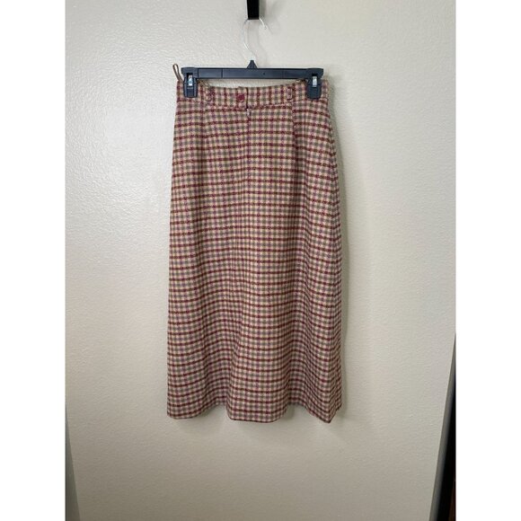 Louis Feraud Paris Women’s Vintage Checkered Midi Skirt 38 Pure Wool Germany - Picture 1 of 8